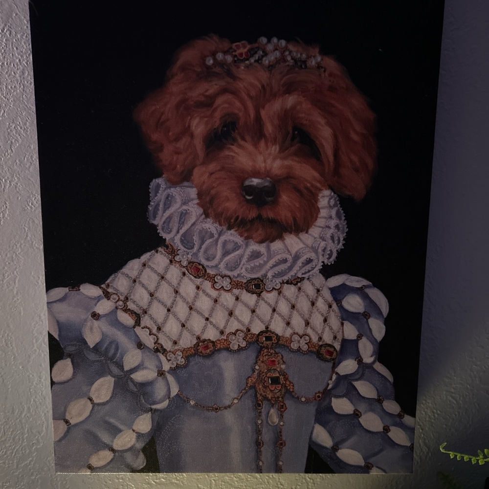 Regal Dog Portrait in Blue Attire